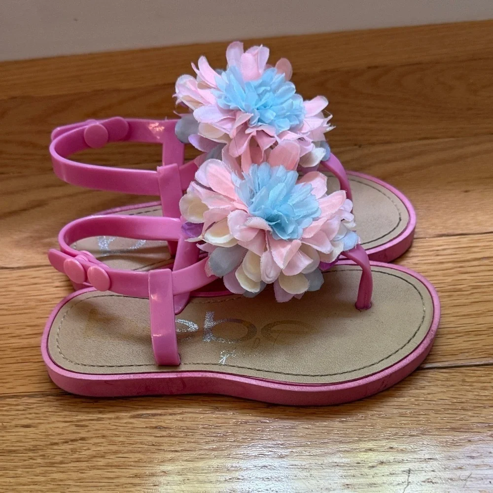 bebe Pink and Blue Floral Kids Sandals